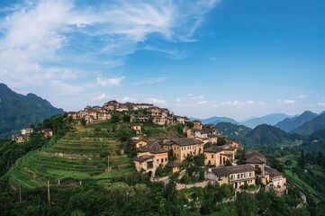 Fototapeta premium Natural structures and agricultural landscape in hilly regions