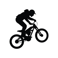 Fototapeta premium Dynamic silhouette of a motocross rider performing a wheelie on a bicycle