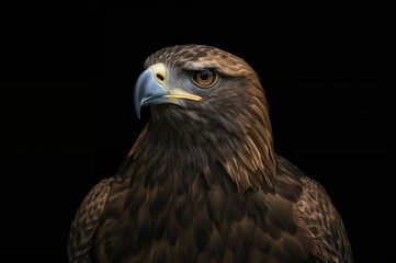 Obraz premium Close-up portrait of a golden eagle on a dark backdrop