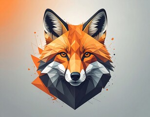 Obraz premium Geometric fox portrait with vibrant colors
