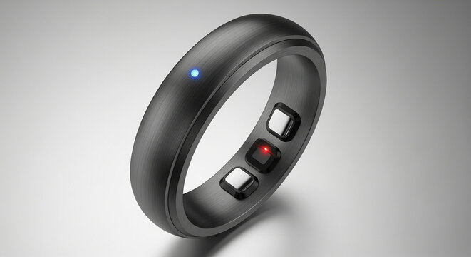 Smart ring for health tracking isolated on white background, a wearable technology device for monitoring fitness and sleep, providing insights into your wellbeing