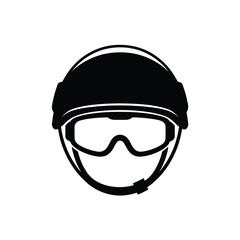 Naklejka premium Striking silhouette of a protective helmet and goggles minimalist icon