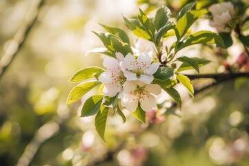 Close-up of an apple tree blossoming in spring