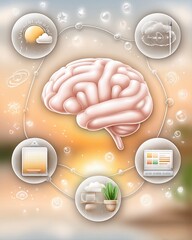 Behavioral psychology concept - Neuroscience brain illustration - Conceptual Illustration of Cognitive Connections and Brain Function for modern business, innovation, productivity and success inspirat