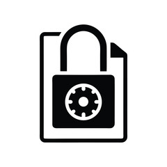Locked Icon With Combination Padlock on White Background