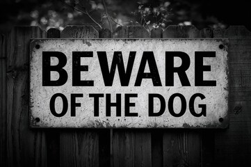 Black and White Beware of Dog Warning Sign