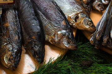 Close-up of dried and cured fish