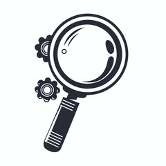 Magnifying Glass Icon with X Symbol in Grey Tones on White Background