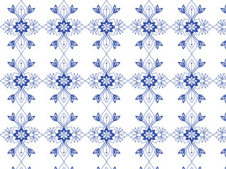 Blue Ornamental Floral Seamless Pattern Vector