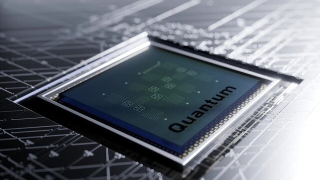 3d rendered animation of an abstract Quantum chip.