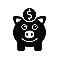 Piggy bank with coin stack on white background isolated icon
