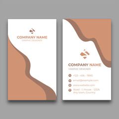 Modern business card template with elegant brown and beige wave shapes. Modern Clay Curve Visiting Card. Elegant Terracotta Flow Card.