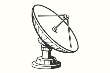 Satellite Dish Antenna Communication in White Background Minimal Style