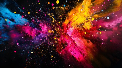 Energetic Explosion of Vibrant Multicolored Powder.