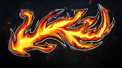 Dynamic graffiti style fire flame illustration with bold outlines.