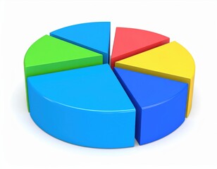 3D colorful pie chart on white background, business statistics, data analysis and financial infographic concept.