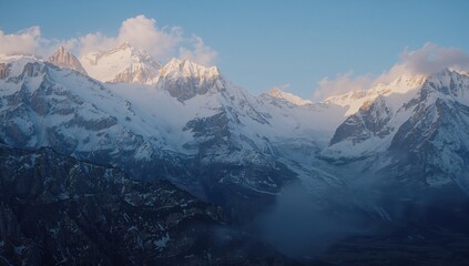 Stunning scenery featuring towering cliffs and frozen summits