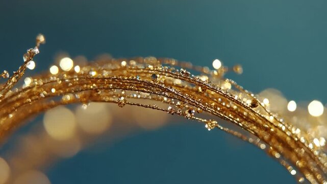A close-up view of a plant leaf with water droplets glistening on its surface