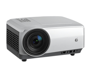 Realistic Portable Projector Device, Front View, Transparent Background