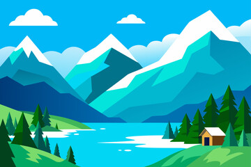 a breathtaking alpine scene unfolds with a vibran