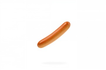 Naklejka premium Falling Sausage in a Bun Against White Background, Focused Shot