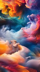 Vibrant Swirling Clouds of Abstract Colorful Ink.