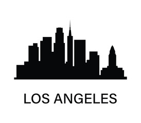 Naklejka premium Los Angeles skyline silhouette. Downtown LA buildings. Simple black cityscape for travel, infographic, design.