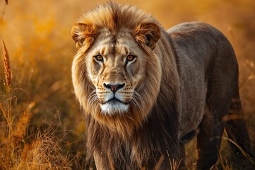 Fototapeta premium Lioness of the Panthera leo species in the wild environment