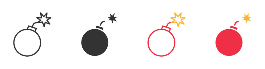 Bomb icon set, boom  with a lit fuse icon, vector illustration © Habiba Anika