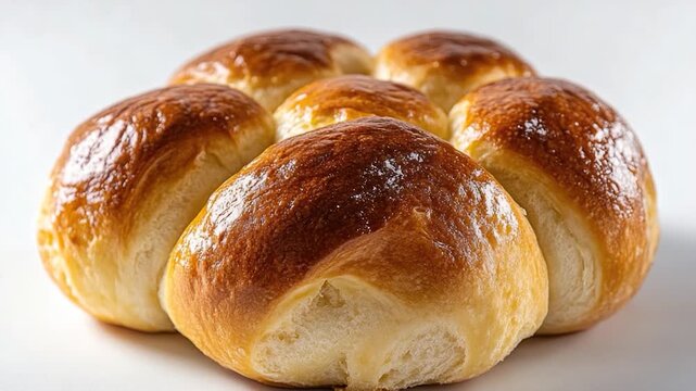Freshly baked bread rolls on a cutting board