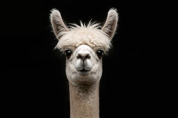 Obraz premium Quirky humorous alpaca against a dark background