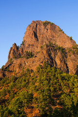 Scenic sunset landscape of Cumbrecita Mirador, of the mountains in Caldera de Taburiente National Park, La Palma, Canary islands, Spain, Europe	