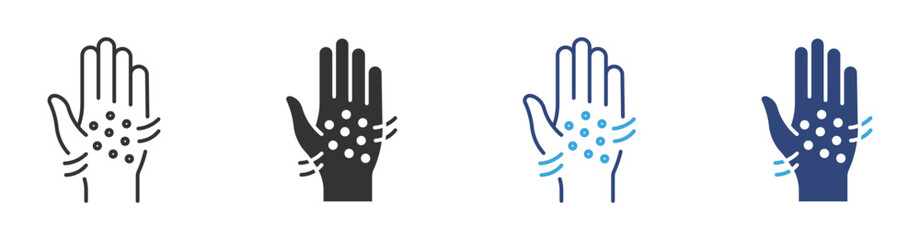 Hand rash icon set, vector illustration