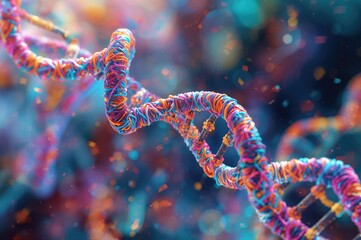 An abstract representation of a DNA double helix in the background