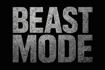 Unleash Your Inner Power with This Bold 'Beast Mode' Distressed Grunge Typography Graphic Design. Perfect for Intense Gym Workouts, Fitness Motivation, Strength Training Apparel, and Athletic Performa
