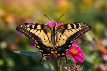 Naklejka premium Gorgeous untamed black and yellow butterfly