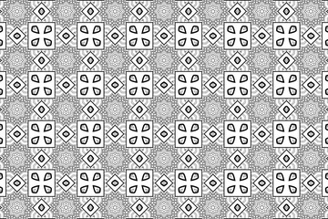 Vector floral seamless monochrome pattern for fabric illustration and vintage textile design