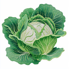 Obraz premium embroidery illustration of fresh cabbage