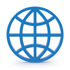 Blue Globe Icon on White Background
