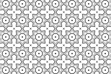 A black and white seamless geometric pattern vector illustration offers a retro tile texture for vintage fabric decoration and wallpaper backdrop design