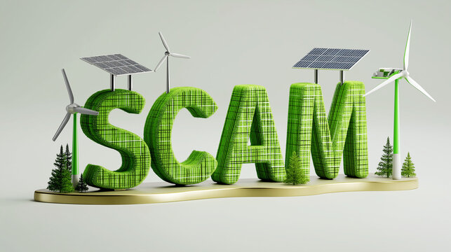 Green energy message highlighting the potential pitfalls of scams in renewable technology