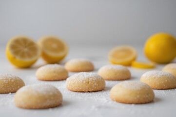 Fototapeta premium Vanilla-infused lemon sugar cookies made from scratch