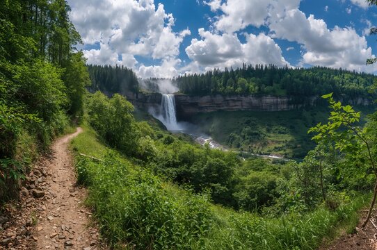 Trek through a picturesque woodland to reach the Hochfall waterfall.