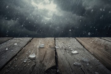 Severe ice pellets striking aged timber