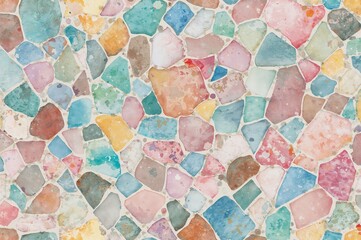 Fototapeta premium Hand-painted continuous watercolor mosaic design in various colors