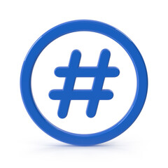 Hashtag symbol in blue circle