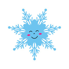 Cute Snowflake Character Isolated on white background.