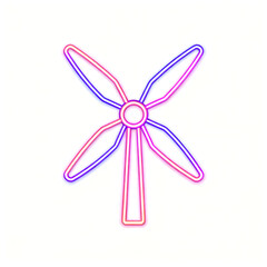 Neon Outline Wind Turbine Vector – Minimalist Clean Energy Icon for Green Tech, Sustainability & Renewable Branding