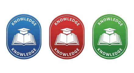 Educational Emblem Featuring Open Book and Graduation Cap Symbolizing Knowledge and Learning Achievement