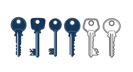 A collection of different vintage and modern metal keys presented in a lineup